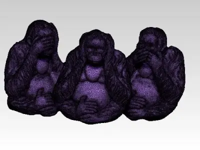 Three Wise Monkeys Set 3D print model