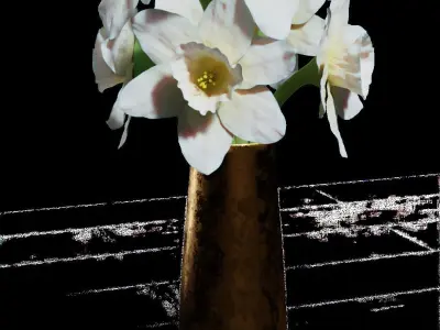 Paperwhite Narcissus flowers in a Copper Vase 3D model
