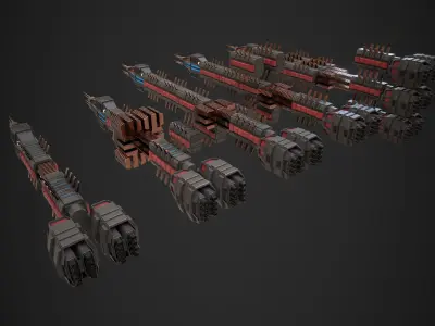 Modular Spaceship Seven Low-poly 3D model