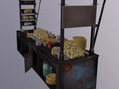 Chinatown Fast Food Stall Low-poly 3D model
