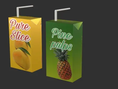 Juice box 250 ml Low-poly 3D model