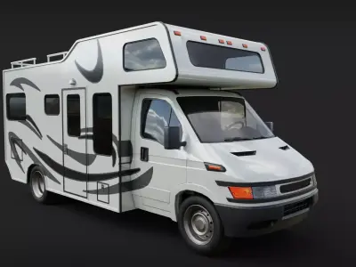 motor home rv camper van Low-poly 3D model