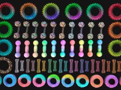 Zoo Toys for Pet Cats and Dogs to Chew Gnawing Pack Low-poly 3D model