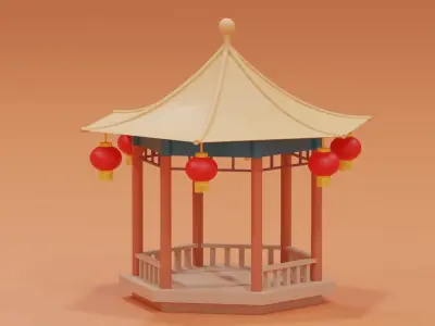 Cartoon Chinese Pavilion 3D model