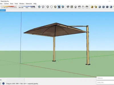Awning house with car parked in driveway 3D model