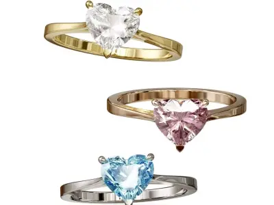 Heart Gemstone Ring 3D print model 3D print model