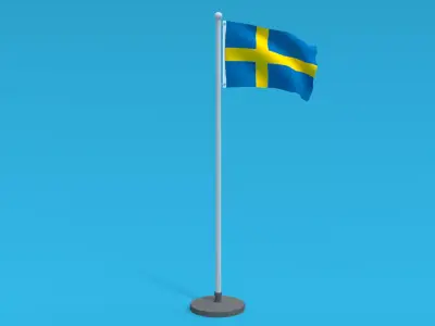 Low Poly Seamless Animated Sweden Flag Low-poly 3D model