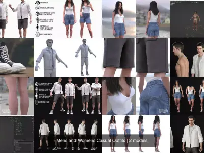 Mens and Womens Casual Outfits 3D Model Collection