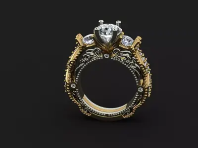 two tone wedding ring 3D print model
