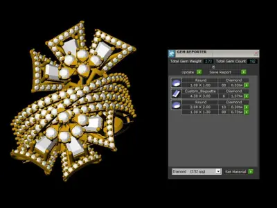 Starburst Cluster  GOLD Ring Set in Yellow Gold 3D print model