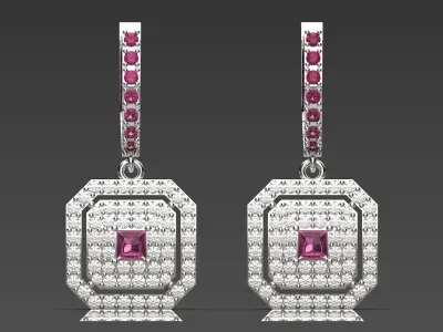 luxury diamond earring je0007 3D print model
