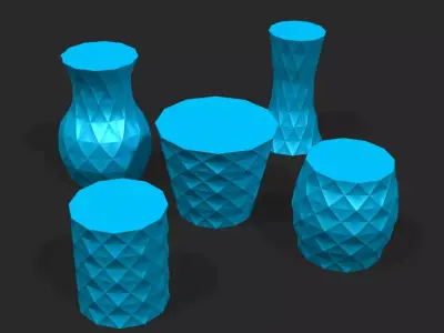 Cups and vases - creased surface 3D print model