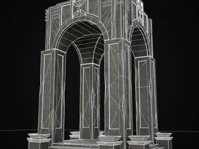 Tall Stone Arch Gazebo Low-poly 3D model