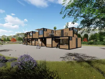 container hotel 3d model Low-poly 3D model