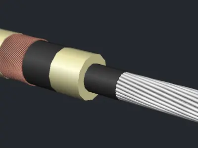 20 kV power cable NA2XSY 185 mm2 Free 3D model