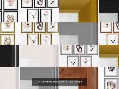 9 Art Frames Happy Pet Art 3D Model Collection