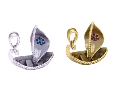 Golden Sailboat Pendant   Nautical Jewelry 3D Model 3D print model