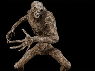 Mummy-zombie withered low-poly game engine ready 3D model Low-poly 3D model