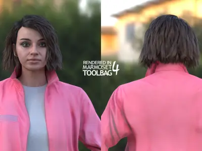 Woman - Sport Outfit 2 - Modular - Rigged Low-poly 3D model