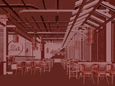 chinese restaurant interior scenes 3D model