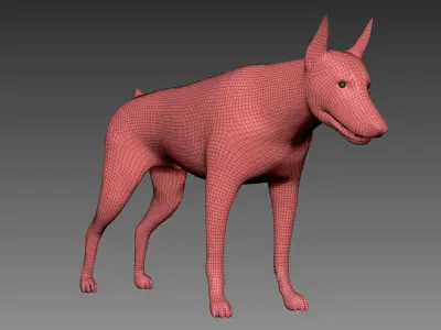 Doberman base mesh for Zbrush 3D model