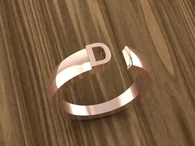 Alphabet Ring D 3D print model