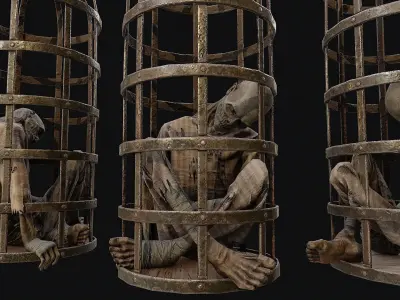 Prisoner Corpse in Cage 2 Low-poly 3D model