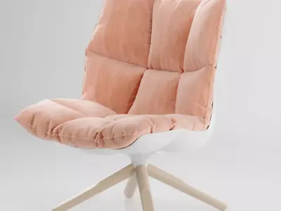 Armchair swivel chair velvet with wooden legs Free 3D model
