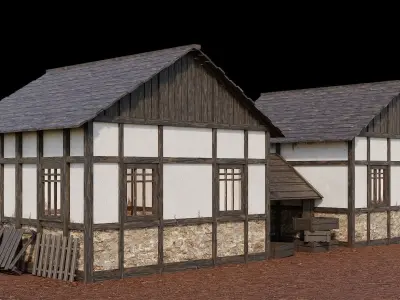 Medieval Village Asset 15 - 4K Textures Game Ready Low-poly 3D model