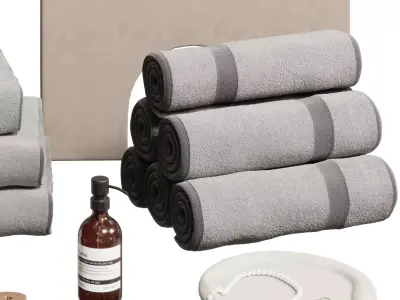 Bathroom Accessories With Decor and pampas dry plant Set 10 3D model
