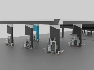 Gas Station Low-poly 3D model get