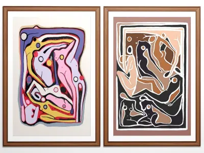 Art Frames 156- Ecstatic Nudes Art Print 3D model