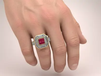 Band Solitaire Ring Jewelry model - for Him 3D print model