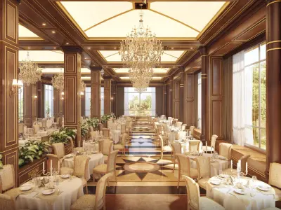 Wooden Restaurant 3D Model 3D model