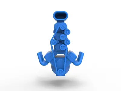 Engine V8 with triple supercharger Version 3 Scale 1 to 25 3D print model