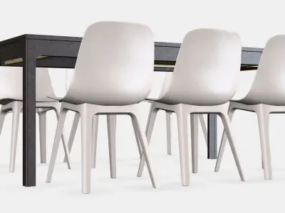 EKEDALEN - ODGER Table and 6 chairs Low-poly 3D model