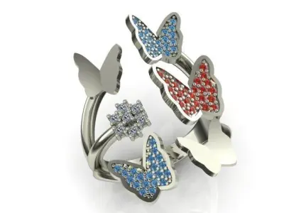 Butterfly Ring Gold Silver Rings 3D printing model 3D print model