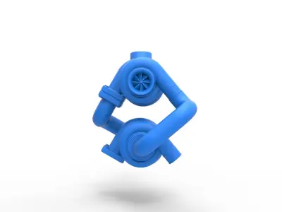 Turbocharger Version 2 Scale 1 to 25 3D print model