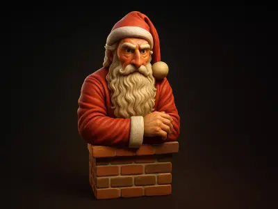 Santa Claus Chimney Bust Christmas Decoration 3D print model