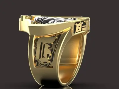lion ring Silver Gold  Print 3D print model