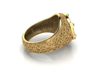 ancient ring with diamonds and cabochons 3D print model