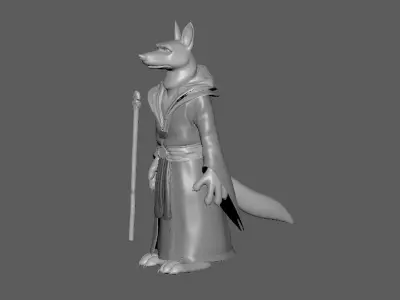  Cartoon Wolf-Old- base mesh Low-poly 3D model
