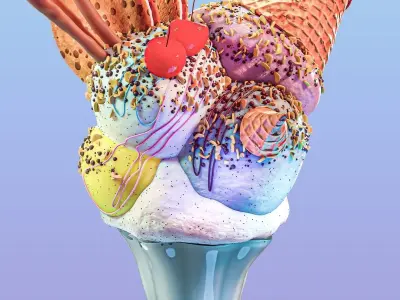 Big Ice-cream in the bowl Free 3D model