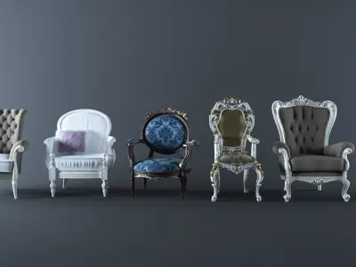 6 Classic Armchairs Free 3D model