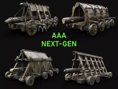 BATTERING RAM WAR MACHINE MEDIEVAL SIEGE ENGINE PACK COLLECTION