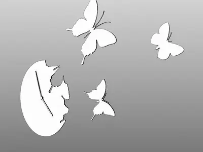 Clock Butterflies 3D model