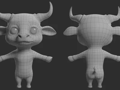 Bull Cartoon Low-poly 3D model