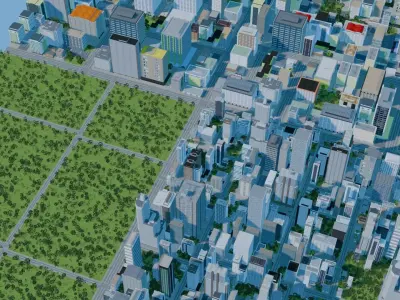 City Downtown Skyscraper Street 12 - DAY Low-poly 3D model