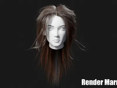 Hair for AAA games Unreal Engine 4 and 5 Low-poly 3D model