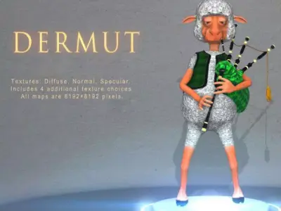 Dermut Sheep Bagpiper  Low-poly 3D model